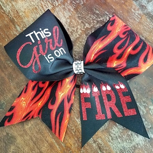 This Girl/Coach/Mom is On Fire Cheer Bow/ Dance Bow/ Softball Bow