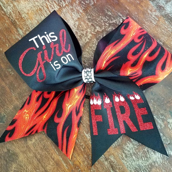 This Girl/Coach/Mom is On Fire Cheer Bow/ Dance Bow/ Softball Bow