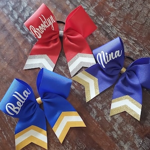 Custom Cheer Bow with Chevron Tail and 1 NAME. image 8