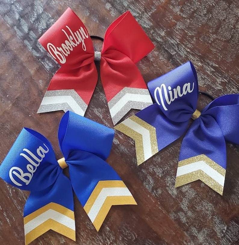 Custom Cheer Bow with Chevron Tail and 1 NAME. image 8