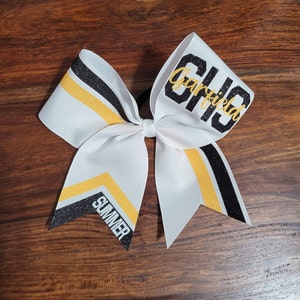 Custom Striped and Chevron Cheer Bow with name.