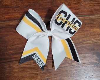 Custom Striped and Chevron Cheer Bow with name.