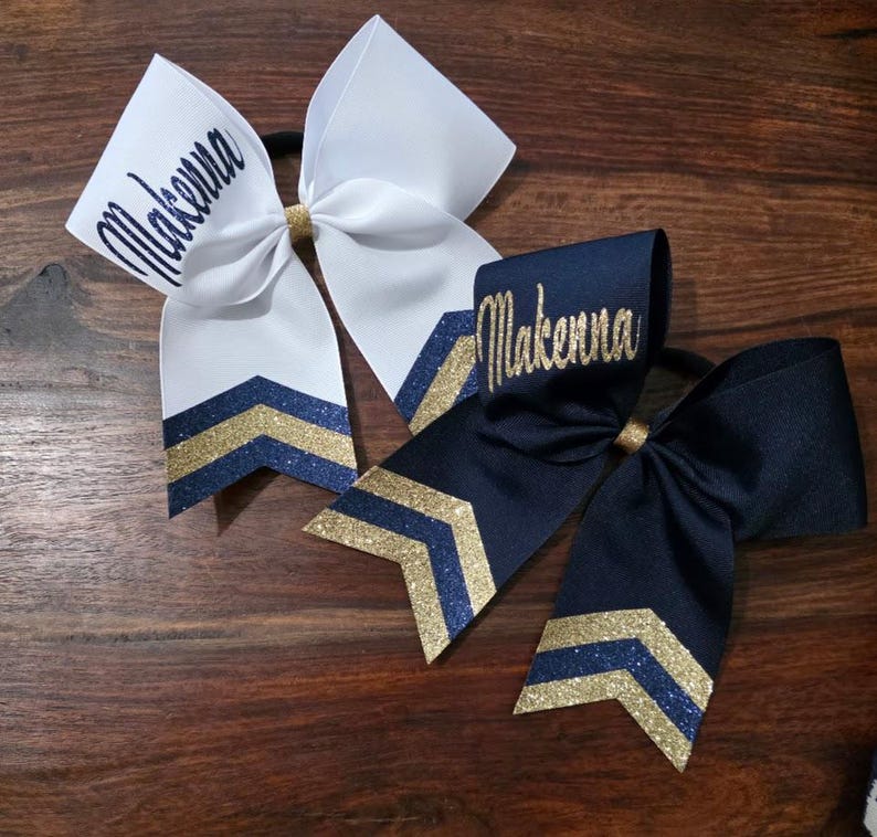 Custom Cheer Bow with Chevron Tail and 1 NAME. image 5