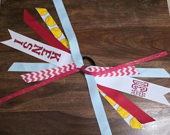 Custom Softball Ribbon with 1 Glitter Name and 1 Number