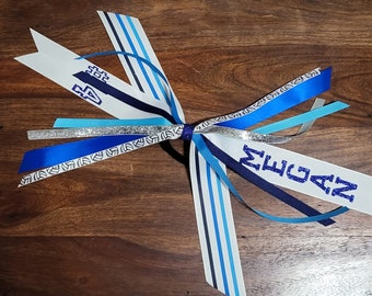 Custom Volleyball Ribbons with 1 Glitter Name and 1 Number