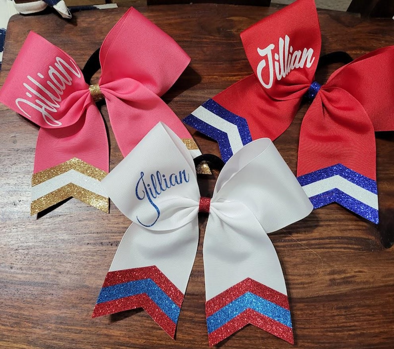 Custom Cheer Bow with Chevron Tail and 1 NAME. image 19