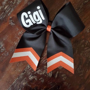 Custom Cheer Bow with Chevron Tail and 1 NAME. black