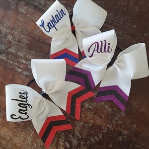 Custom Cheer Bow with Chevron Tail and 1 NAME. image 6