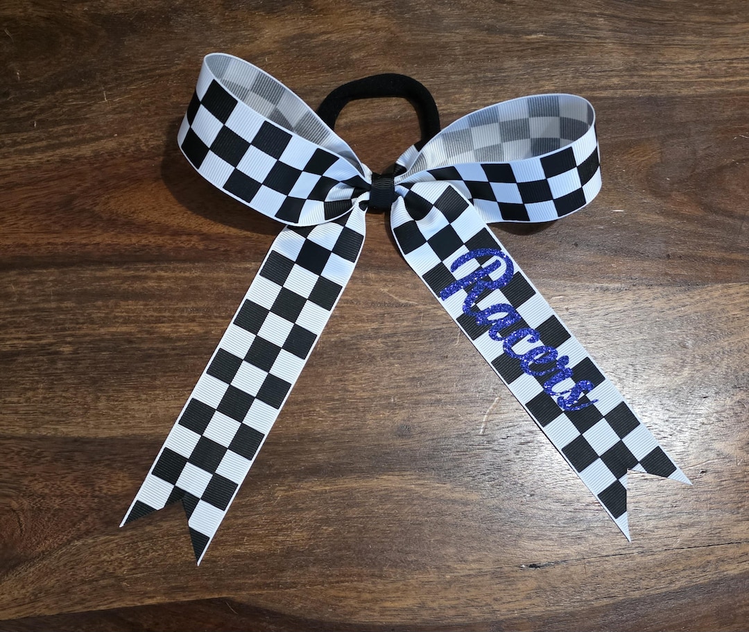 Long Tailed Checkered Hair Ribbon With 1 Name on Tail - Etsy