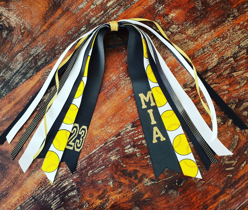 Custom Softball Hair Tie Streamer/ponyo Ribbons/ Spirit Etsy
