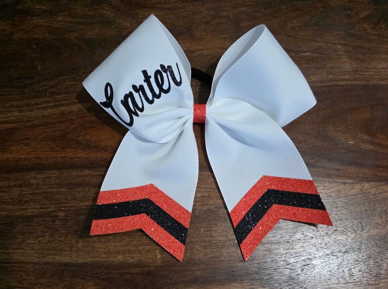 Custom Cheer Bow with Chevron Tail and 1 NAME. image 10