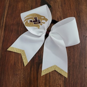 Custom Cheer Bow/softball bow/dance bow with  2 names and Chevron tail.