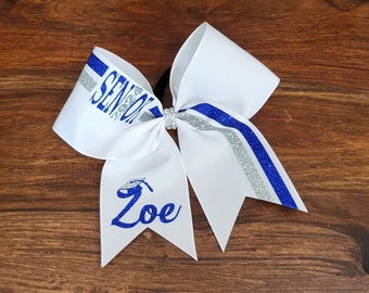 Senior Cheer Bow/ Softball Bow/Dance Bow with Name and Graduation Cap.