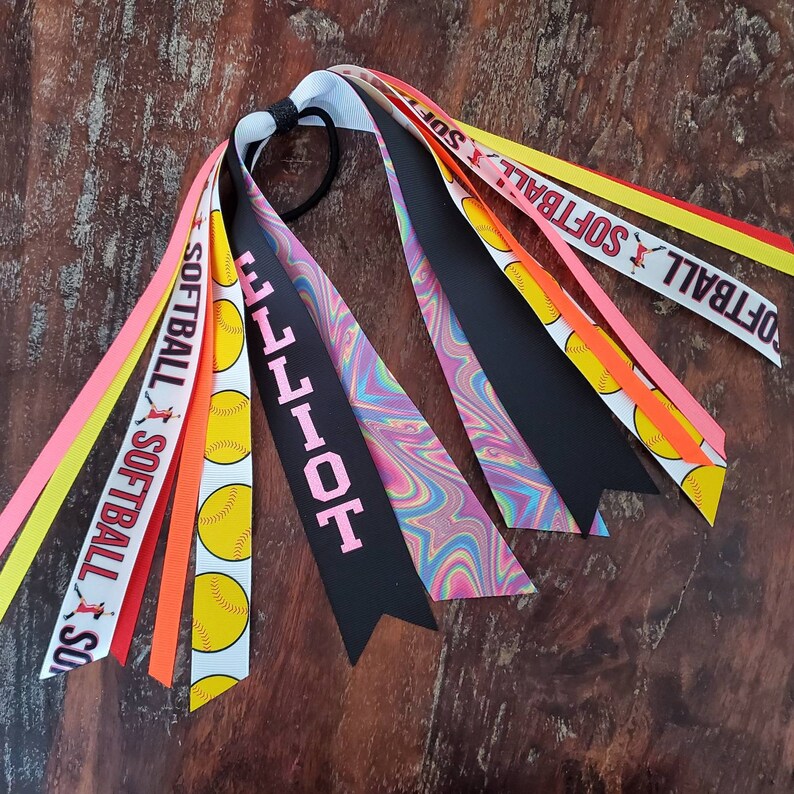 Custom Softball Hair Tie Streamer/ponyo Ribbons/ Spirit Etsy