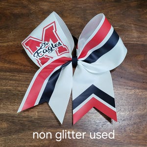 Custom Chevron Tail Striped Cheer Bow/Dance Bow/Softball Bow with 2 names.