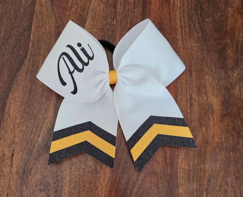 Custom Cheer Bow with Chevron Tail and 1 NAME. image 3