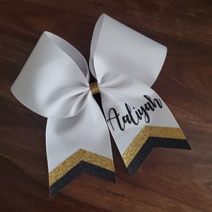 Custom Chevron tail Cheer Bow/Softball Bow/Dance Bow with name.