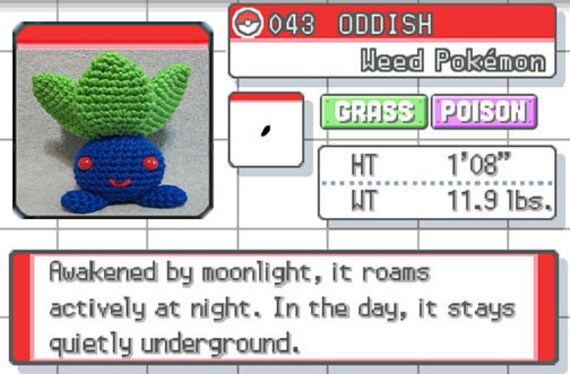 Chibi Oddish Pokemon Pattern - Etsy Denmark