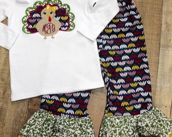 Thanksgiving Turkey shirt with ruffle pant OUTFIT