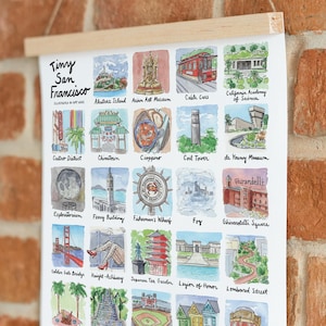 Tiny San Francisco watercolor poster