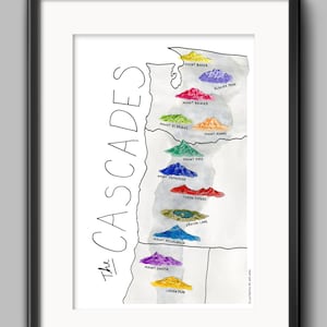 De Cascades Mountain Range aquarel poster