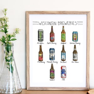 Wisconsin Breweries watercolor art print