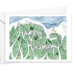 Skiabfahrt Karte Happy Holidays Karte / individuell oder Kartenset