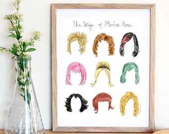 Las pelucas de Moira Rose acuarela arte impresión