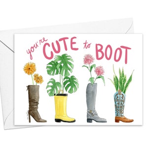 Tarjeta de felicitación Cute to Boot / paquete individual o de tarjetas