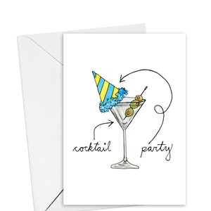 Cocktail Party Greeting Card / individual or card pack