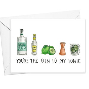 Carte de voeux Gin to my Tonic / individuelle ou jeu de cartes
