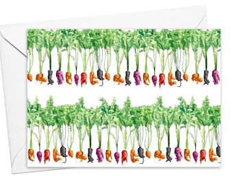 Funky Carrots Greeting Card / individual or card pack