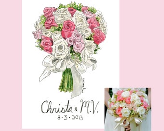 Custom Wedding Bouquet Watercolor Painting