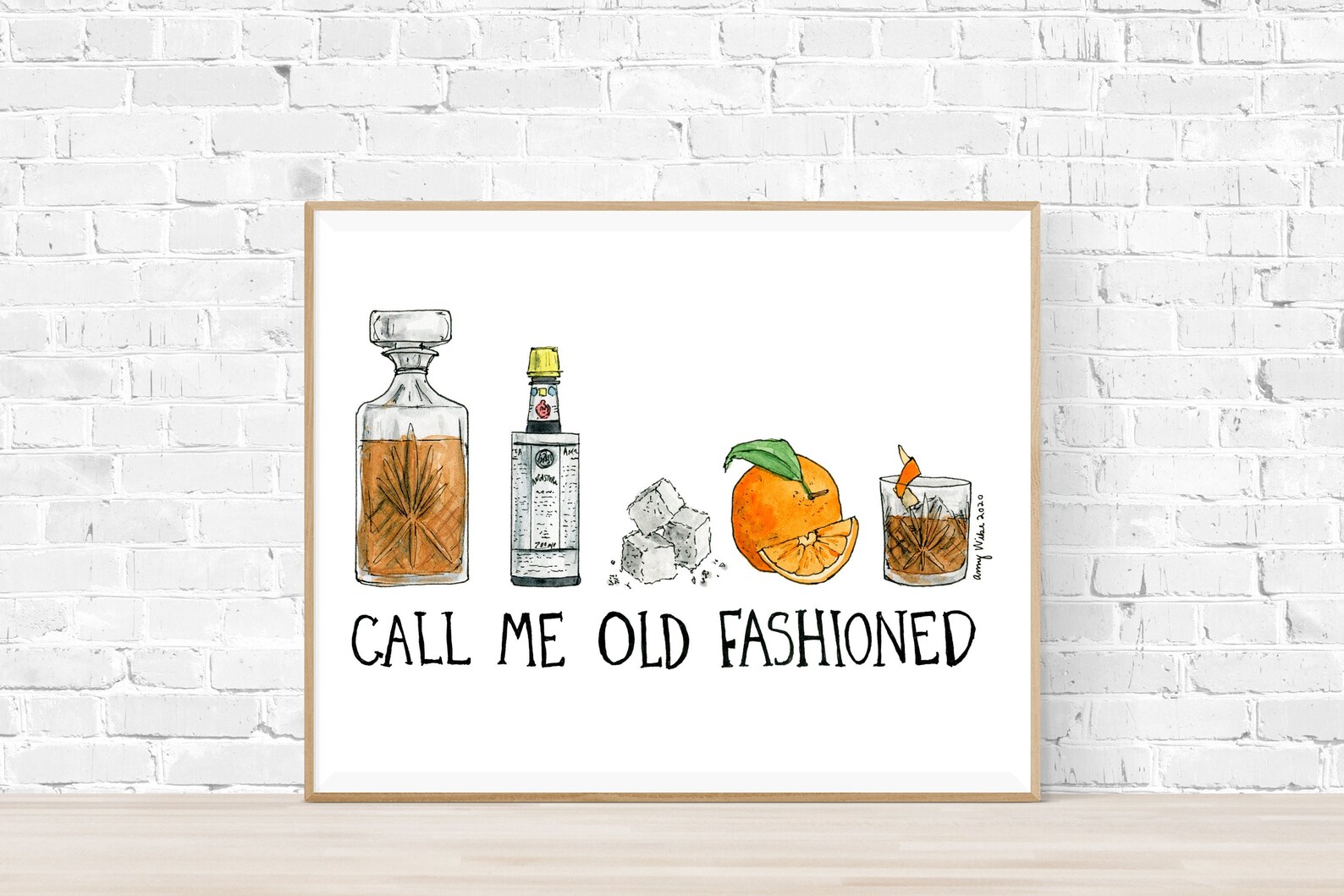 Call Me Old Fashioned Cocktail Art Print / Bar Cart Art - Etsy