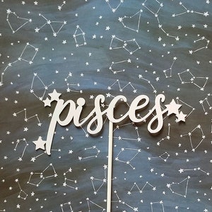 Pisces cake topper- zodiac cake topper-Pisces party decor- birthday cake topper- zodiac party decor- Pisces season- Pisces AF