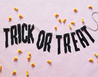 TRICK OR TREAT -party banner-Halloween decor-glitter banner-garland-wall decor-party decor-spooky- halloween banner-cute halloween