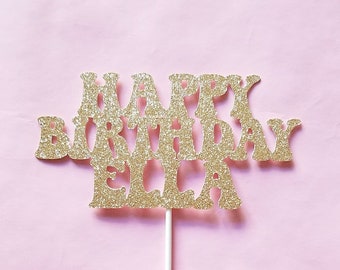 Personalized birthday cake topper- retro birthday cake topper- custom birthday cake topper - 70s birthday cake topper- retro party- groovy