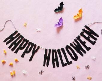 HAPPY HALLOWEEN -party banner-Halloween decor-glitter banner-garland-wall decor-party decor-spooky- halloween banner-cute halloween