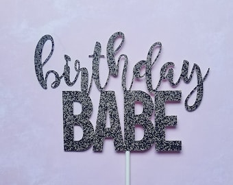 BIRTHDAY BABE cake topper-happy birthday-glitter cake topper-bday cake topper-cake decor-birthday cake decor-birthday cake topper