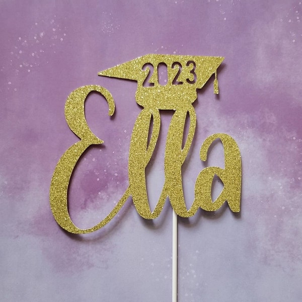 Custom Graduation Cake Topper- personalized graduation cake topper- Congrats cake topper- graduation party decor- class of 2023- custom name