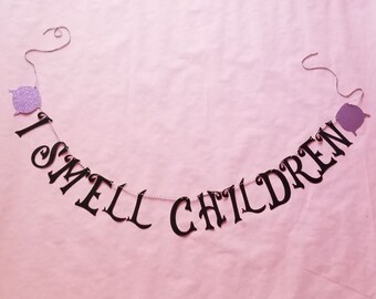 I Smell Kinder Banner-Halloween Deko-Glitter Banner-Halloween Banner-Wanddeko-PartyDeko Kinder Halloween