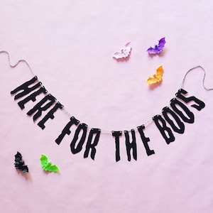 Banner Here For The Boos - Banner na Halloween - Dekoracja na Halloween - Banner na imprezę Halloween - girlanda na Halloween - Wesołego Halloween