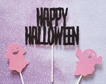 HAPPY HALLOWEEN cake topper-ghosts cake topper-halloween birthday cake topper-ghost decor-halloween decor-hey boo