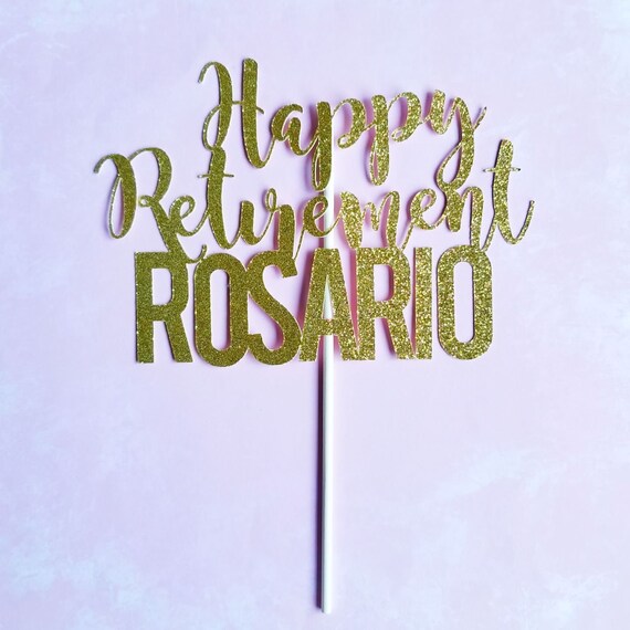 Custom name HAPPY RETIREMENT cake topper-glitter-retirement party decoration-personalized-cake decor-party decor-customized Il_570xn