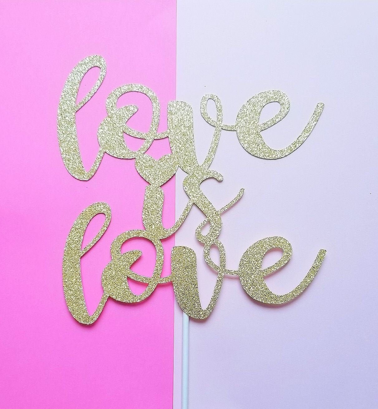 LOVE Cake Topper Sparkle Glitter Gold Wedding Decorating Engagement Party