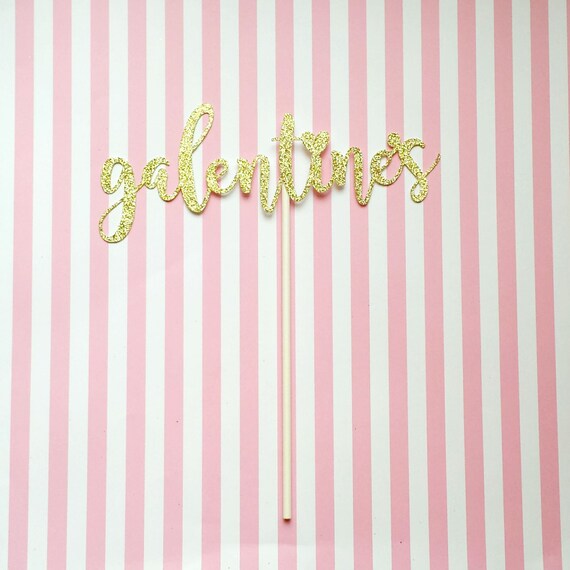 Galentine's cake topper - Valentine's decor-galentine's decor-gold glitter-pink glitter-black glitter-cake decor-party decor-love Il_570xn