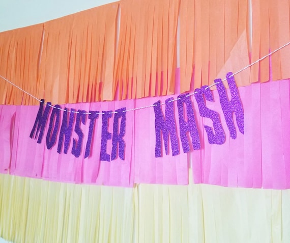 MONSTER MASH -party banner-Halloween decor-glitter banner-garland-wall decor-party decor-spooky-happy halloween-cute halloween Il_570xn