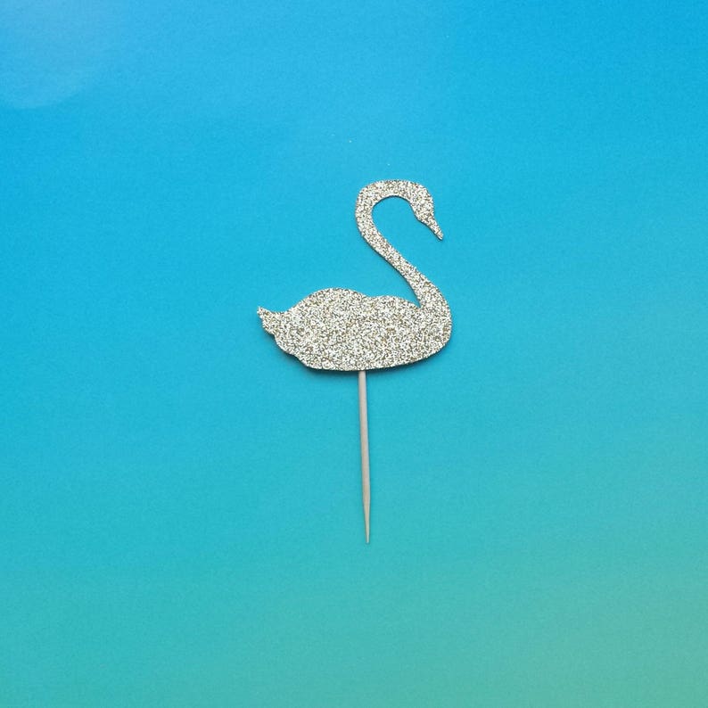 Swan Cupcake Toppers set of 12glitterbirthdayweddingbaby Etsy