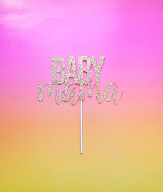 BABY MAMA cake topper - glitter - baby shower - baby sprinkle - mothers day - party decor - cake decor Il_570xn