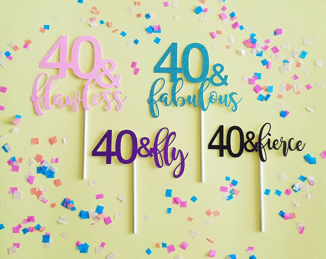 40th Birthday Cake Topper-40th Birthday Party Decor-happy 40th - Etsy